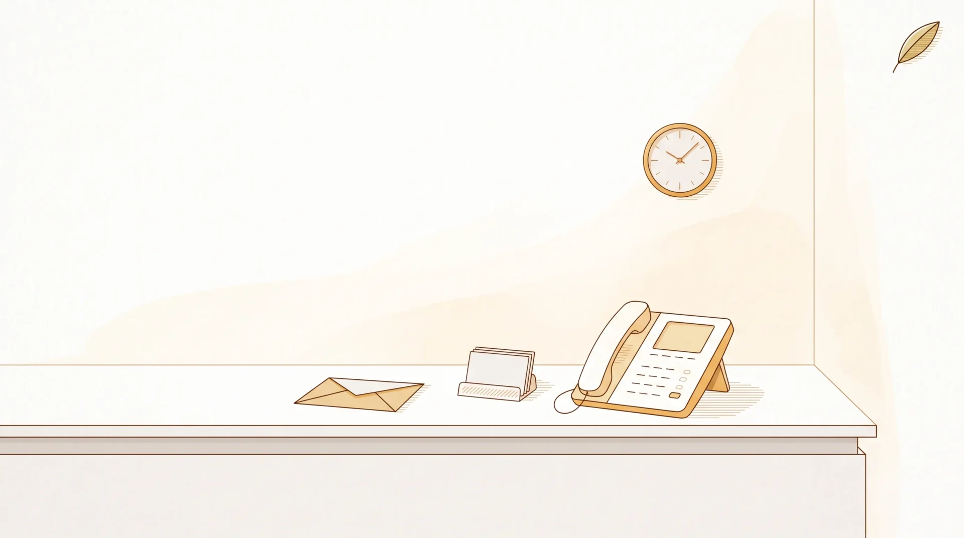 A clinic reception counter with a phone and clock suggests booking a dentist appointment today.