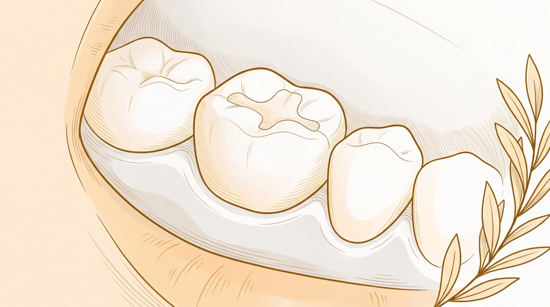 A restored back molar sits between neighbouring teeth and healthy gums, showing a routine tooth repair inside the mouth.