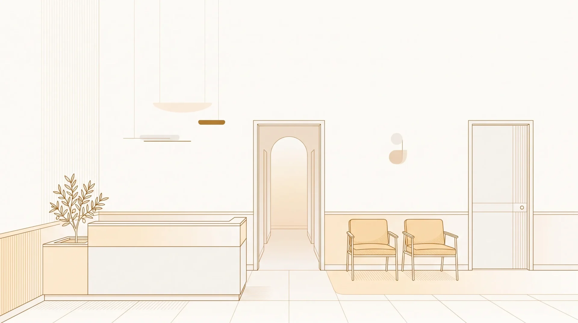 The reception area of a dental clinic shows a calm place to seek help for tooth pain.